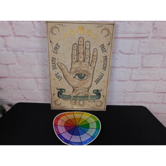 New Palmistry Wood & Canvas Wall Art 19x13 Hand Fortune Occult Witchy Decor - Picture 11 of 12